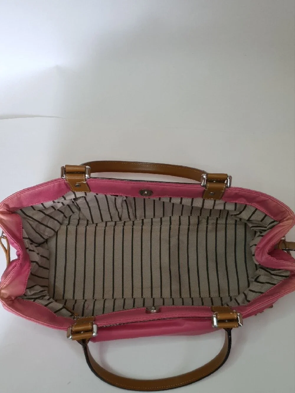 Vintage Kate Spade Satin Pink Shoulder Tote with Tan Leather Trim